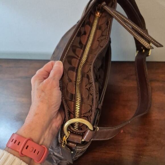 Coach Brown Signature Jacquard Shoulder Bag with Gold Hardware 12460 main image 13